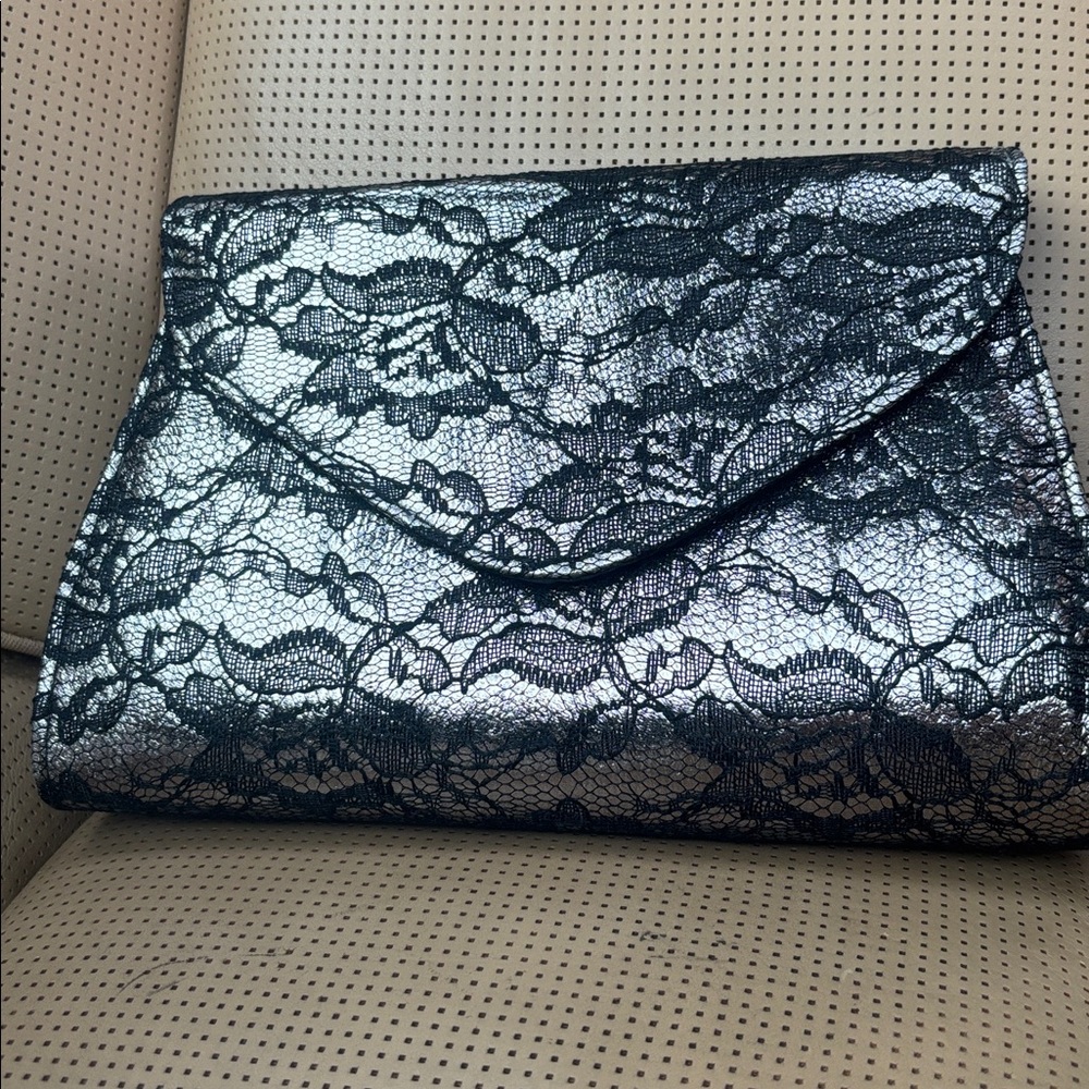 Neiman Marcus Metallic Gold and Black Clutch